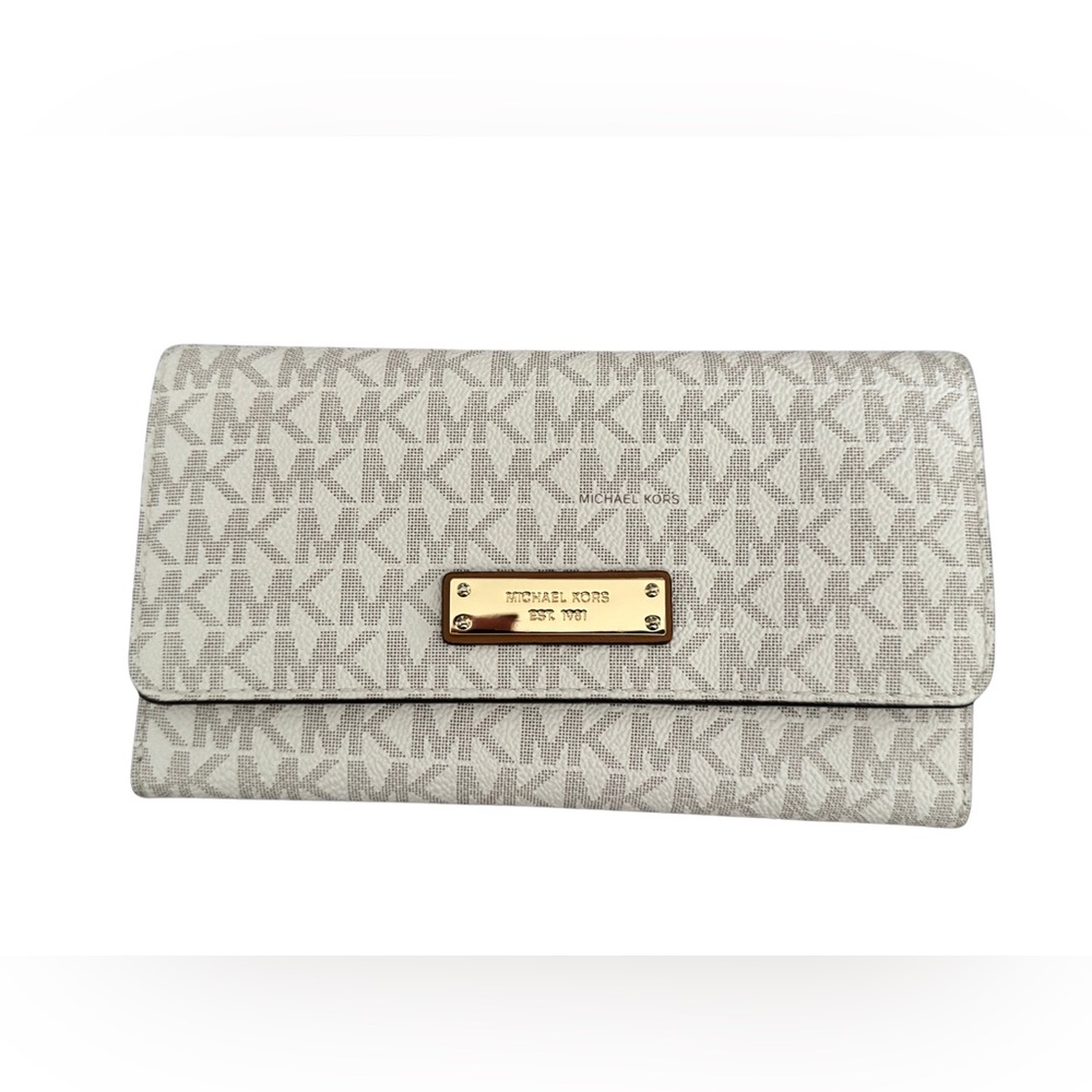 EUC Michael Kors Natural Tri-Fold Wallet